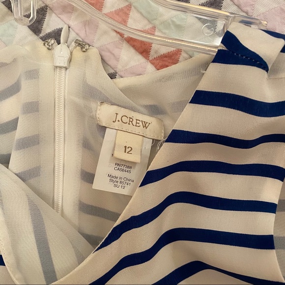 Jcrew blue and while striped silk dress size 12 - Picture 2 of 4